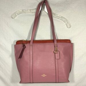 Coach Pink Leather May Tote Shoulder Bag